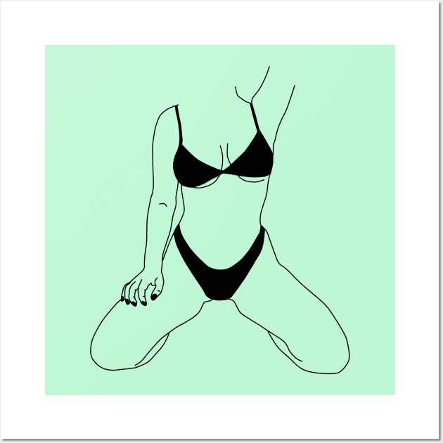 Bikini girl in green color Wall Art by Eshka